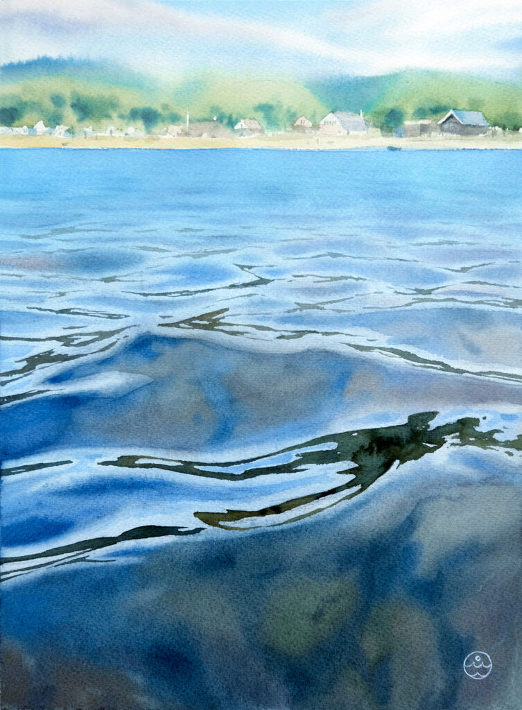Камни под водой акварелью
