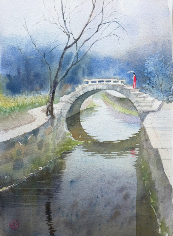 Plein air work from China, Xidi village, the bridge