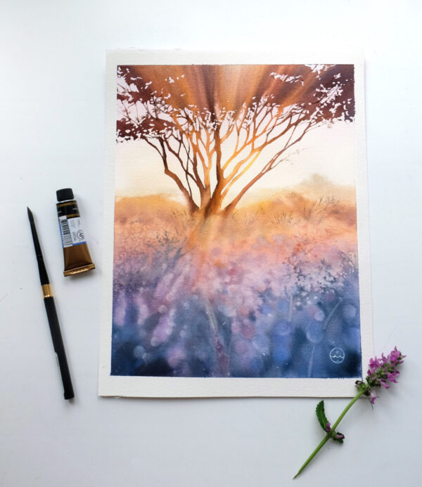 "Light through the branches" - original watercolor - Image 5