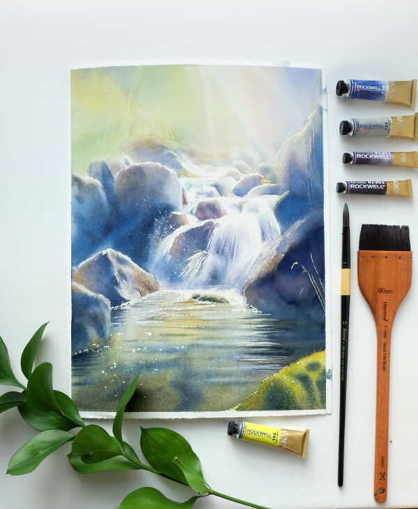 "Water rapids" - original watercolor - Image 2