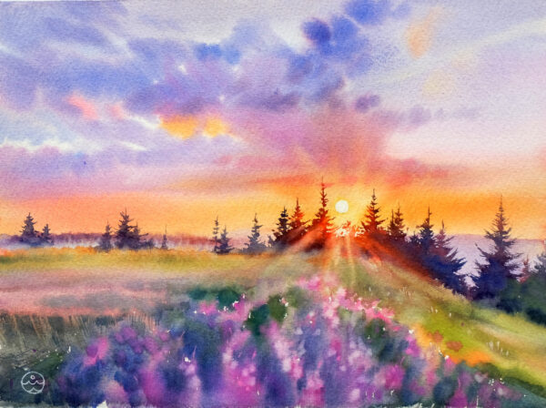 "Summer sunset" - original watercolor