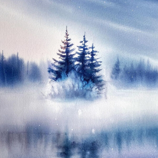 Foggy winter dream watercolor