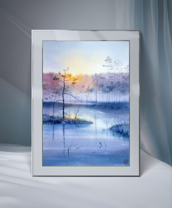 "Rays of sunshine on wetland" - original watercolor - Image 2