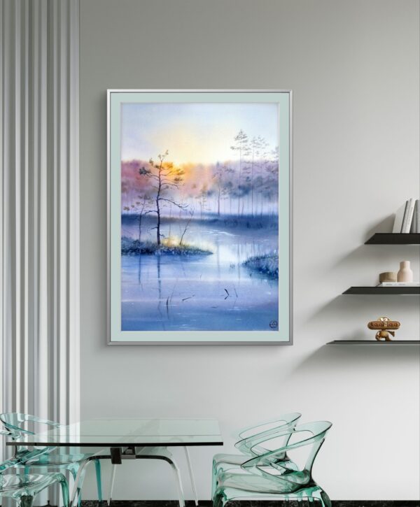 "Rays of sunshine on wetland" - original watercolor - Image 3