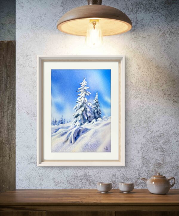 "Clear winter day" - original watercolor - Image 2