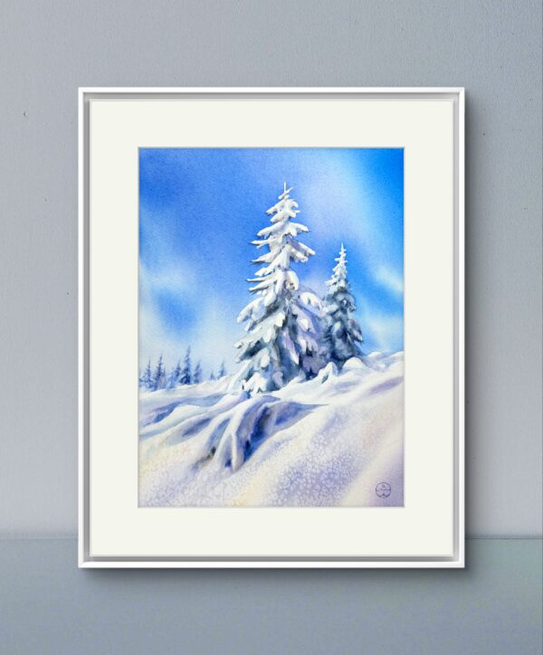 "Clear winter day" - original watercolor - Image 4