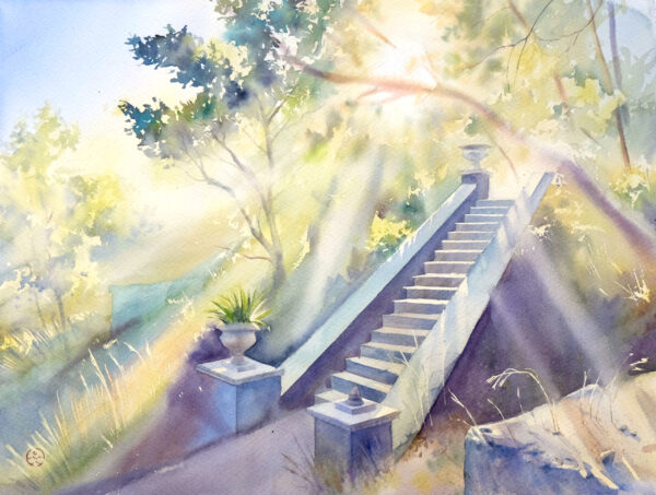 "Sunny Staircase" - original watercolor