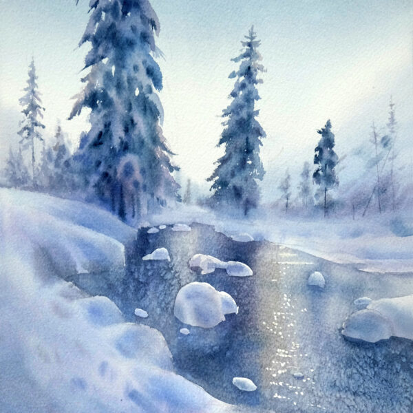 Winter silence watercolor