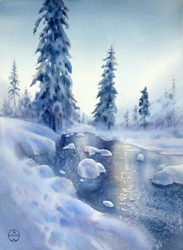 Winter silence watercolor