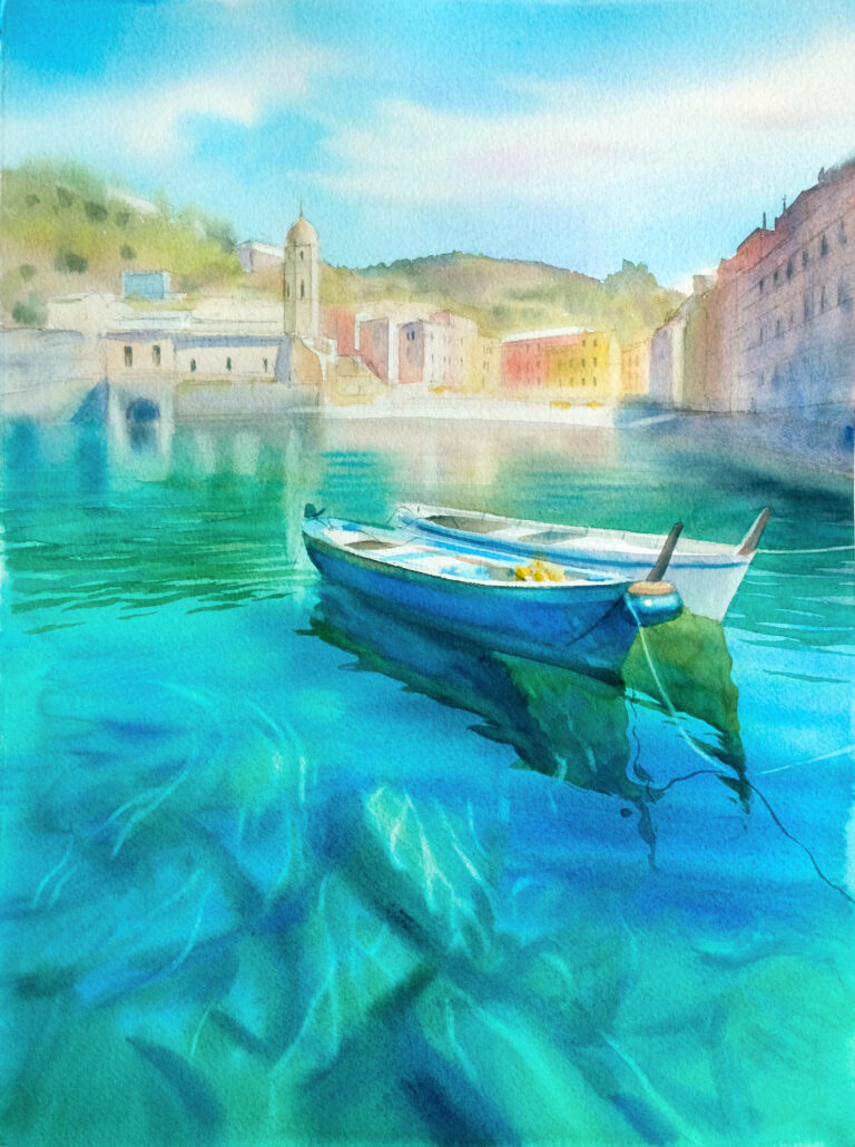 "Cinque Terre Boats" Watercolor on cotton paper Size 38х28 cm