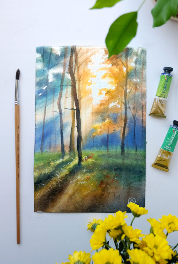"The sunny forest" - original watercolor - Image 2