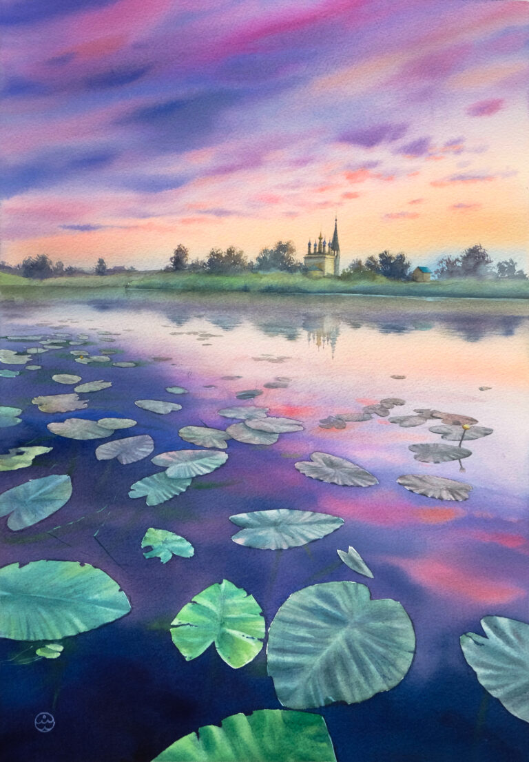 Water lilies Watercolor on paper 50,5х35 сm