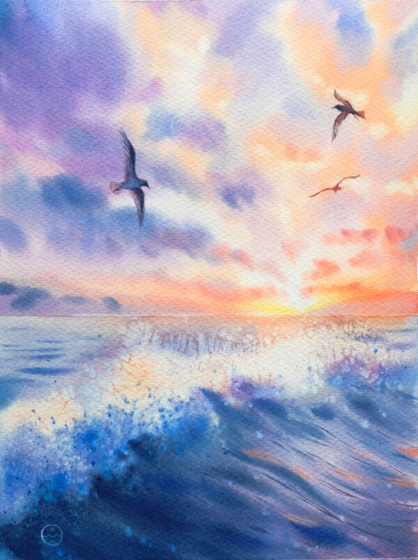 Flying over the waves