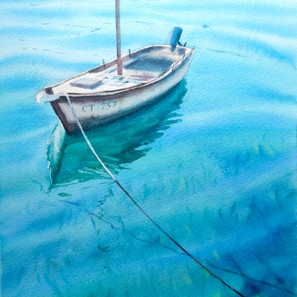 The boat and clear water