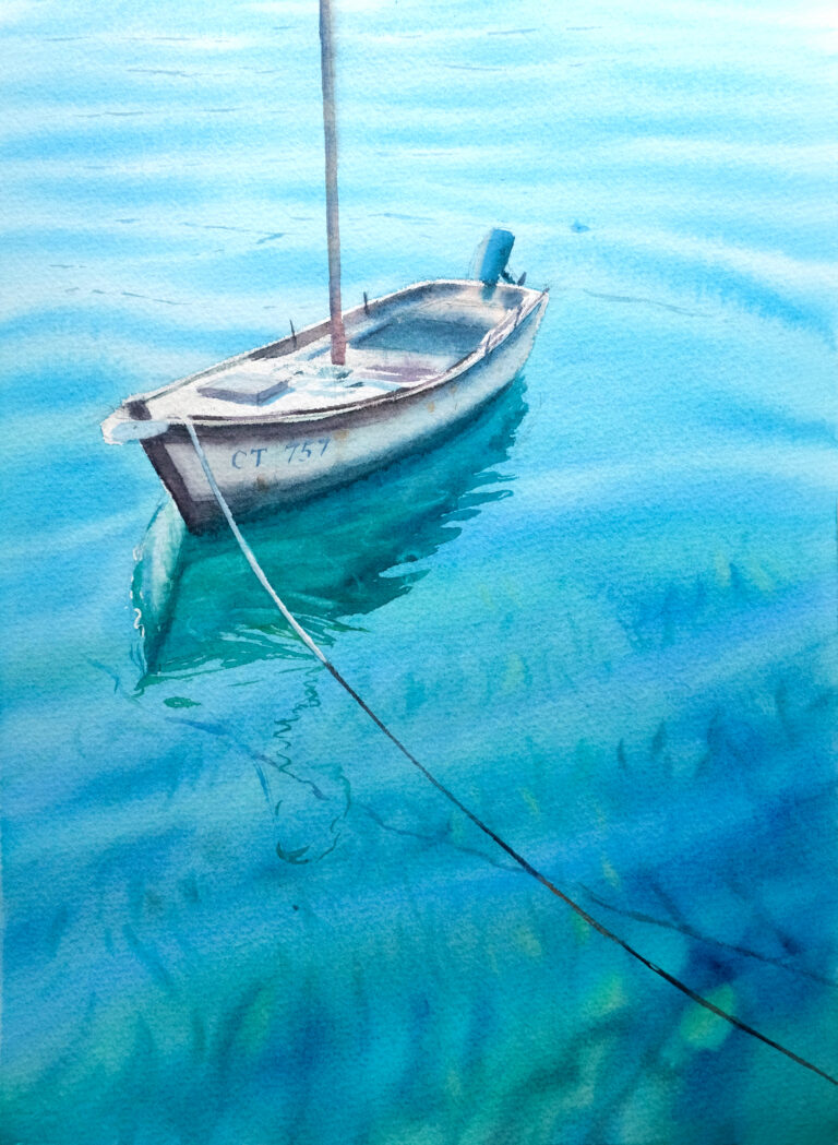 The boat and clear water