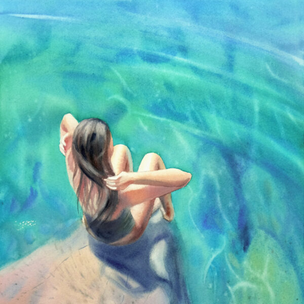 "The girl and the sea" - original watercolor