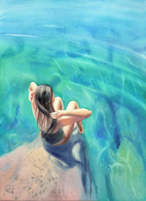 "The girl and the sea" - original watercolor