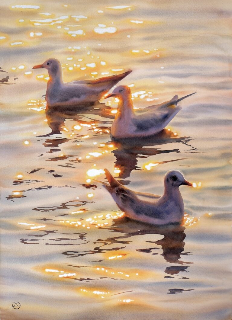 Dance of Reflections, watercolor on paper 76x56 cm