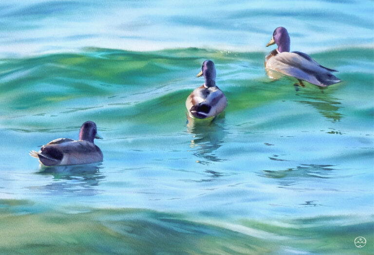 "On the waves of the Baltic Sea", watercolor on paper 56x76 cm. Exhibited at Art:1 Gallery, Jakarta, Indonesia in October 2025. Exhibited at Fabriano InAcquarello 2026