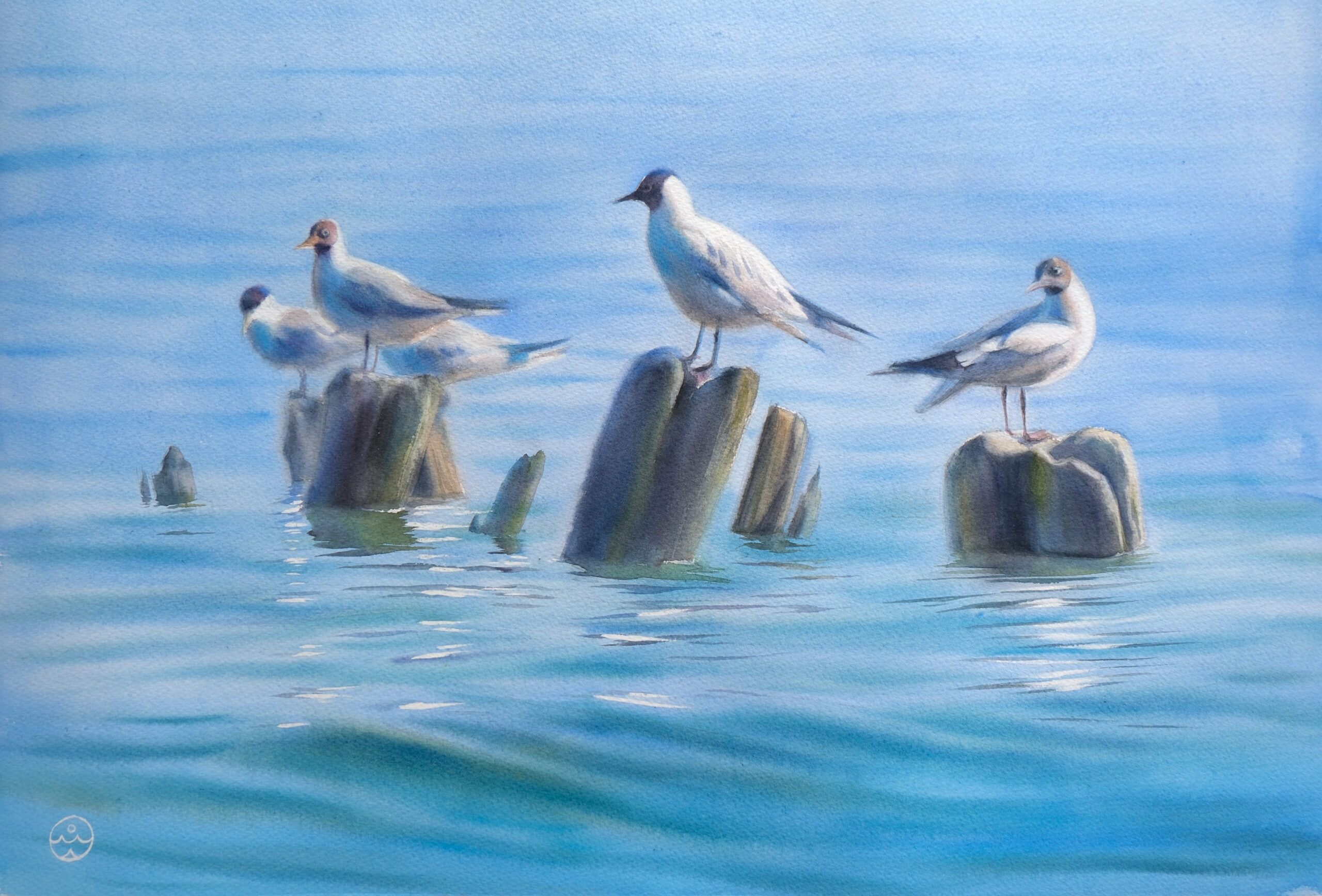 A Moment Later, They Took Flight - original watercolor