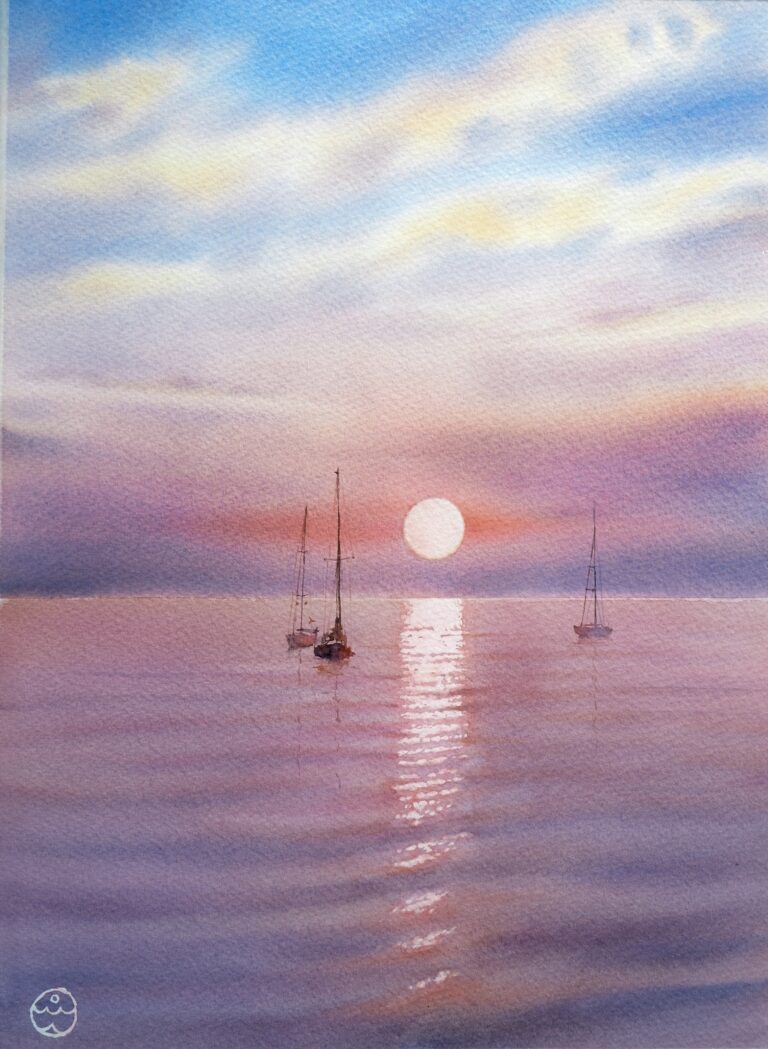 "Sunset over the Baltic sea" – 38×28 cm