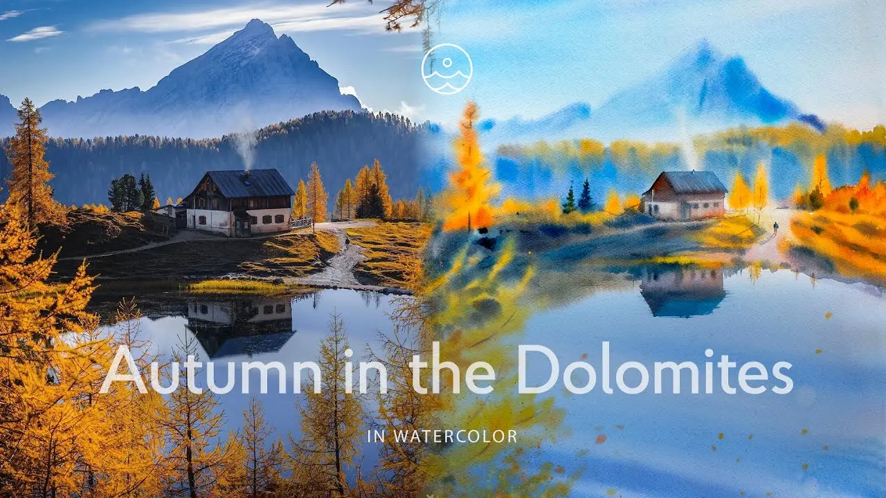 Autumn in the Dolomites painting process