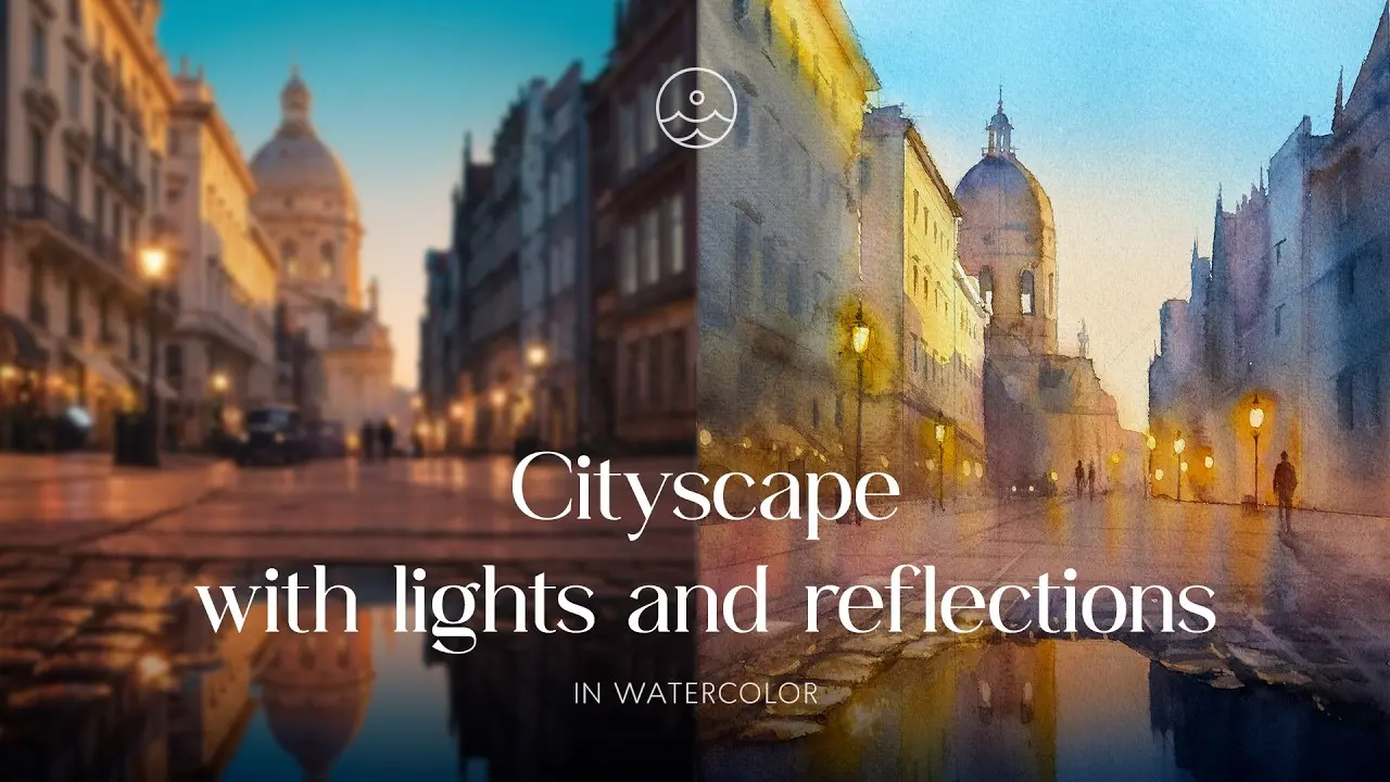 Cityscape with lights and reflections