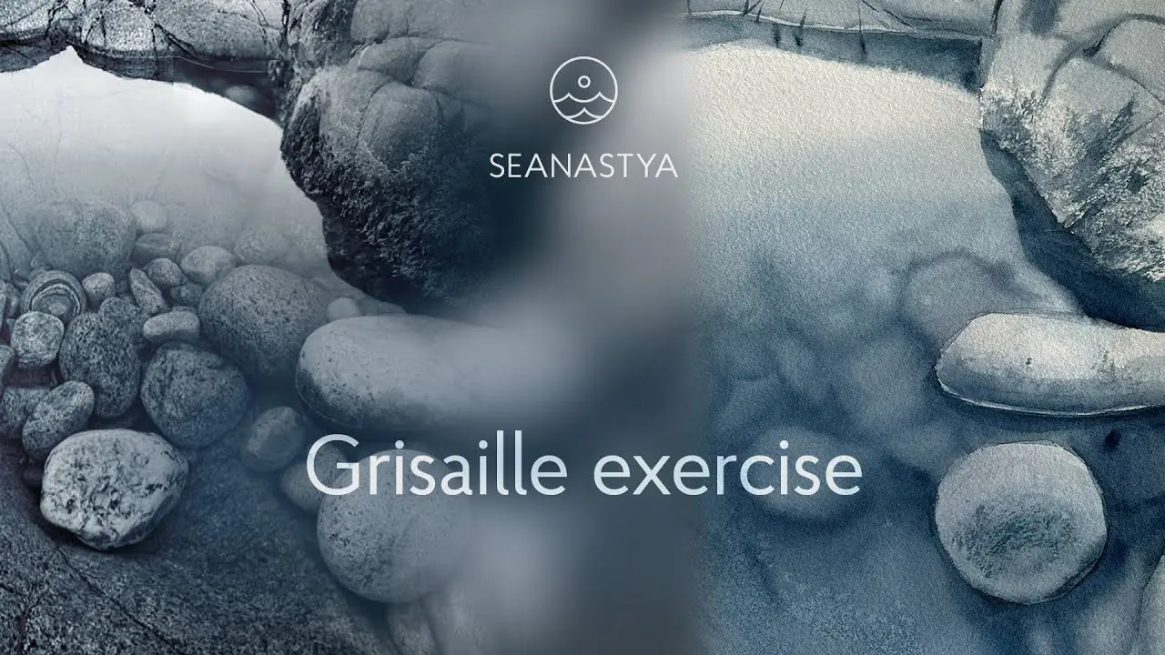 Calm clear water. Exercise Grisaille