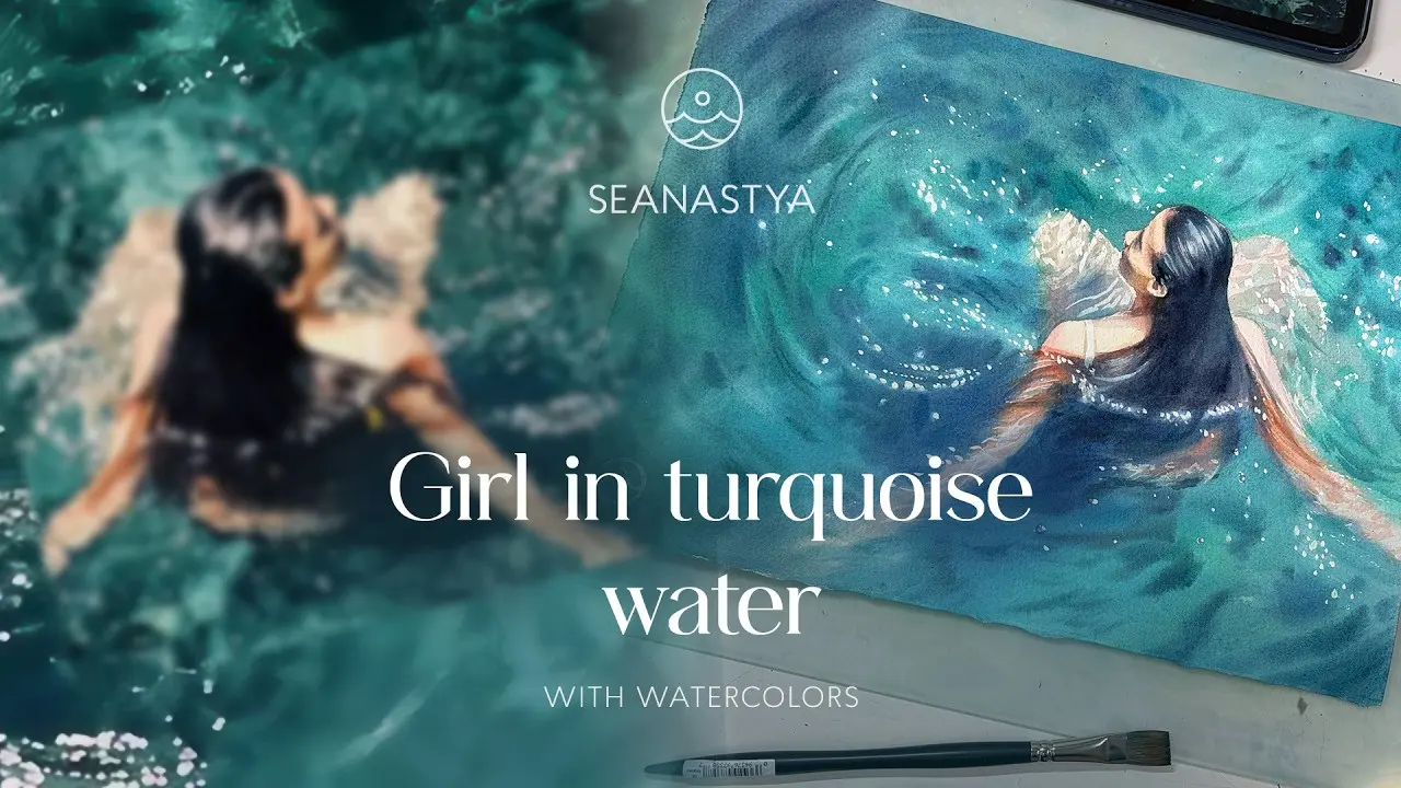 Girl in turquoise water