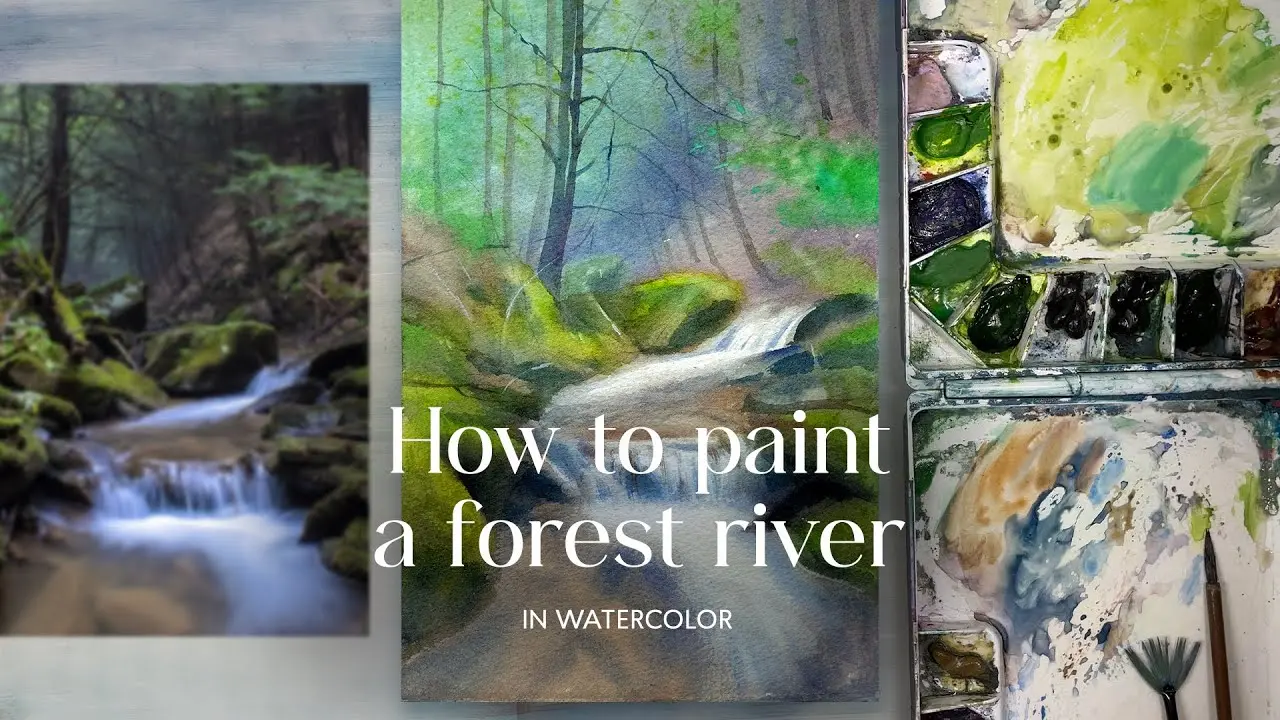 How to paint a forest river