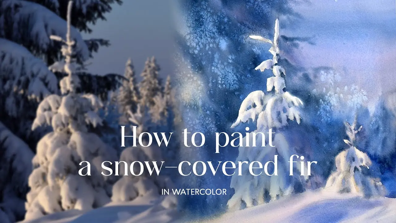 How to paint a snow-cowered fir-tree