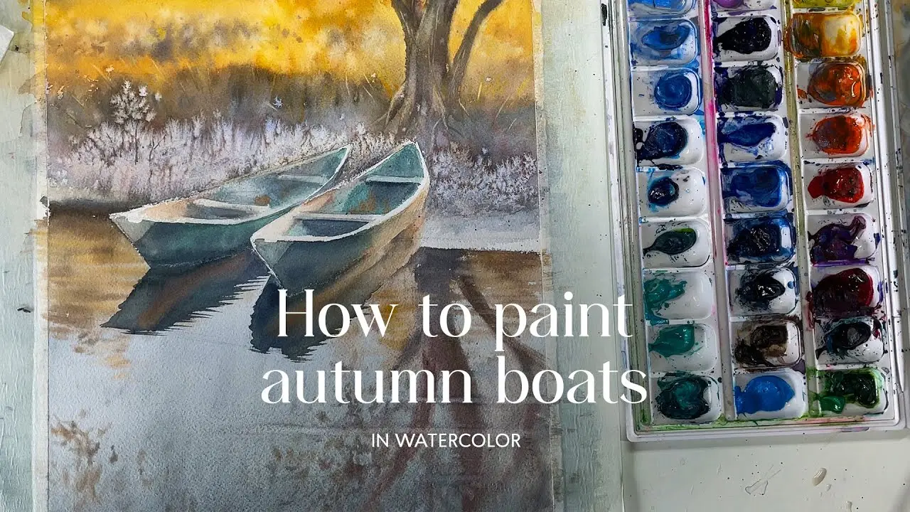 How to paint autumn boats