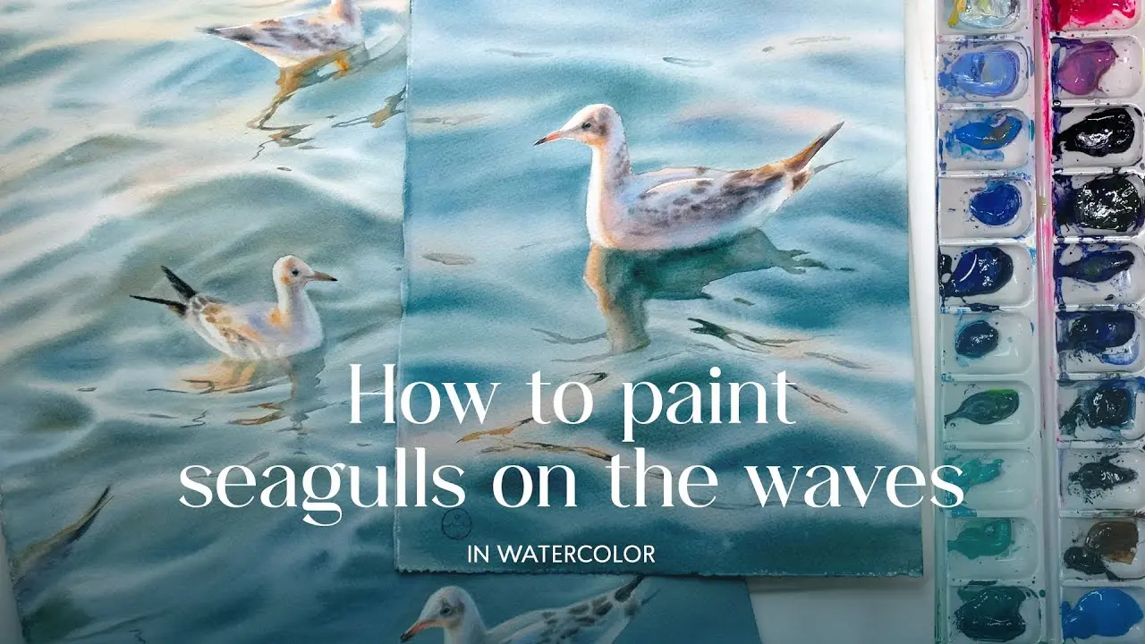 How to paint seagulls on the waves