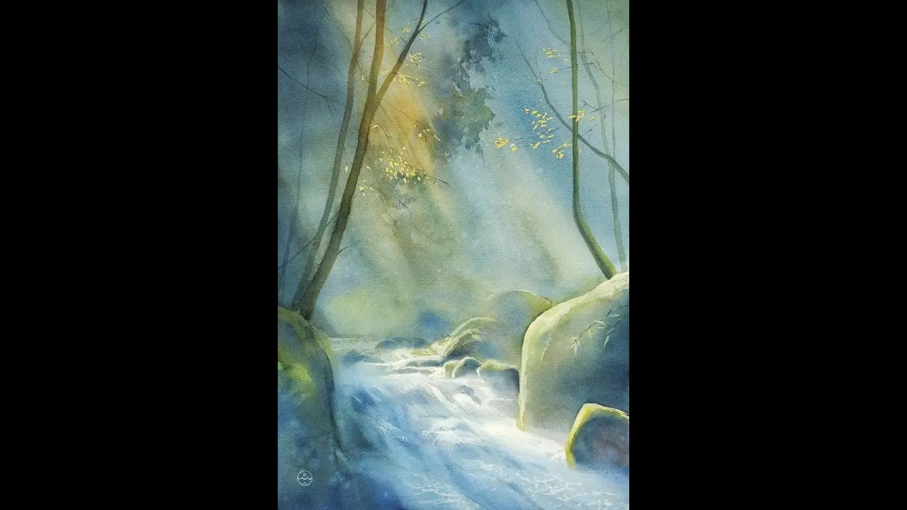 Step by step Interesting fragments of the creation of the At the waterfall