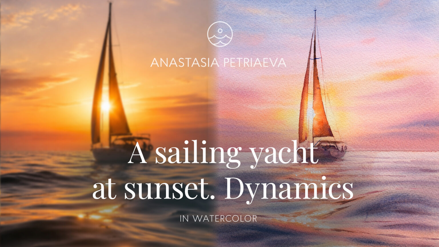 A sailing yacht at sunset. Dynamics