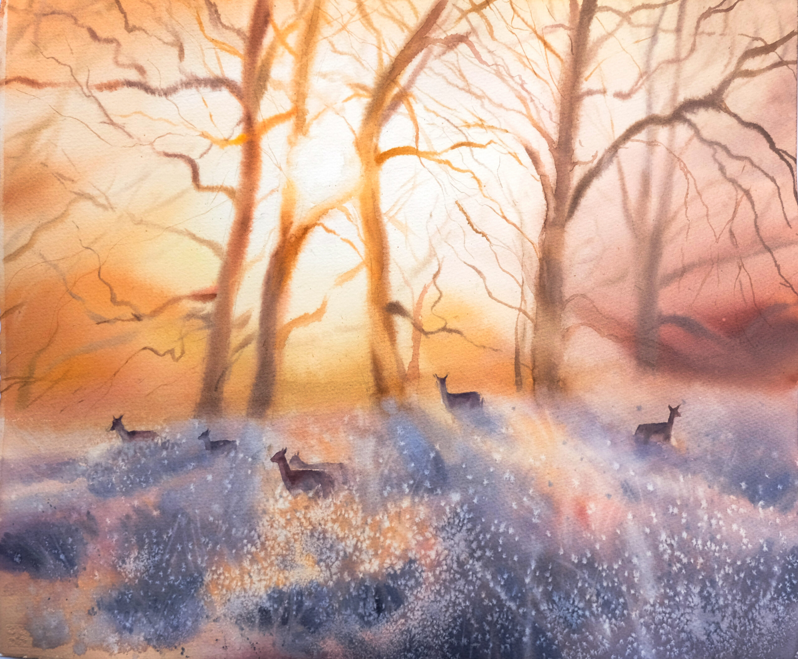 "Deer in the sun’s rays" – 45×37.5 cm